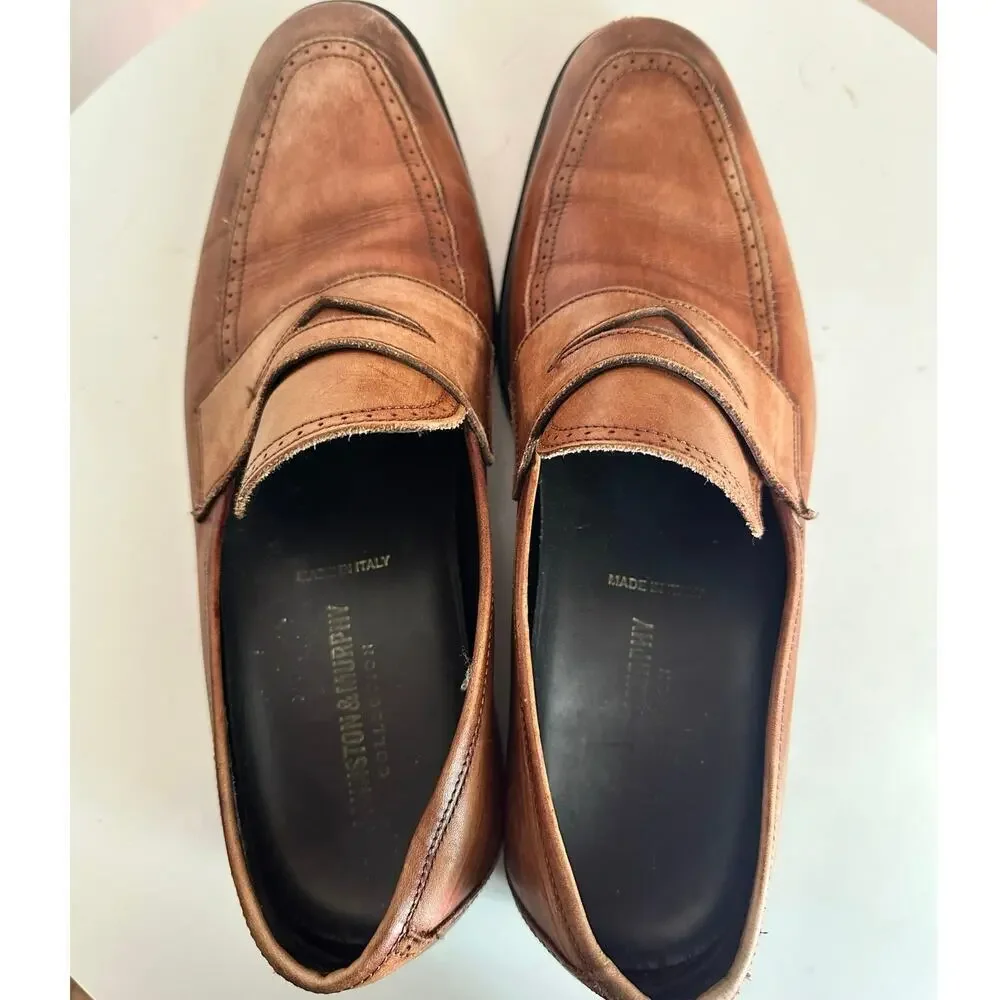 Johnston &‎ Murphy Brown Leather Penny Loafers Men’s Size 9 Slip On Dress Shoes